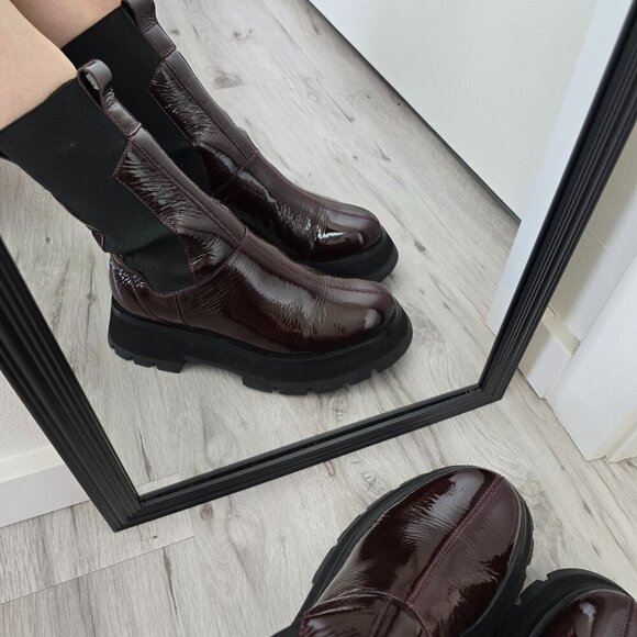 3.1 Phillip Lim | Kate-Lug burgundy patent leather platform combat boots WMS 7.5 - Picture 1 of 14